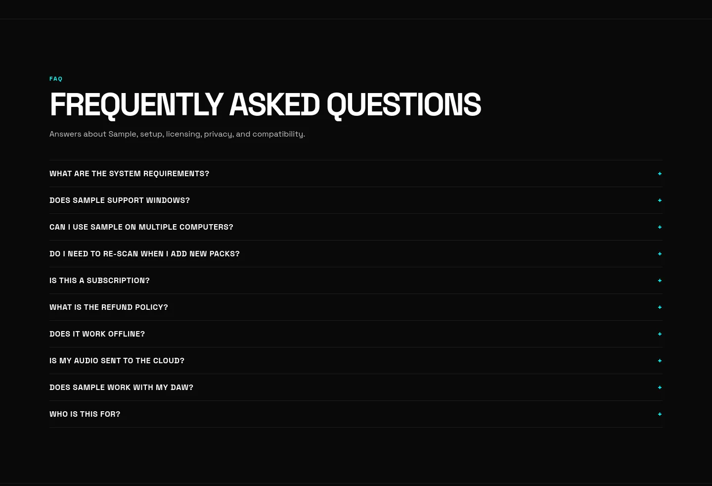 sample.audio — FAQ