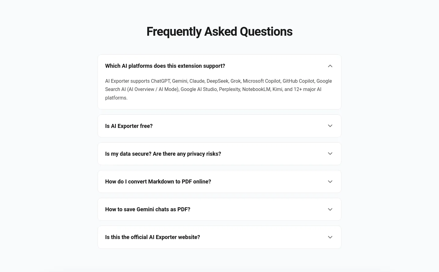 saveai.net — a real FAQ section