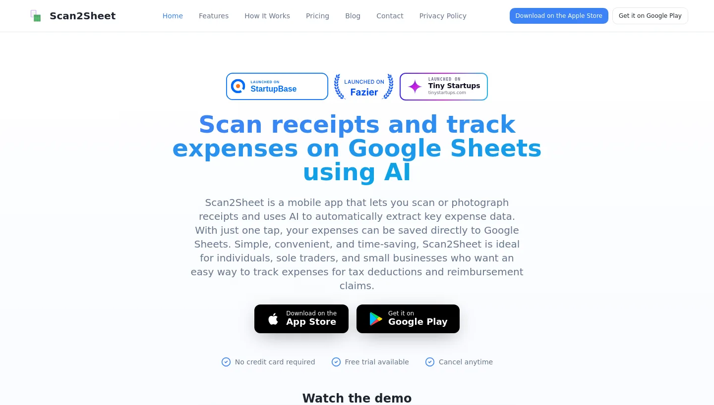 scan2sheet.com — a real The Pricing Page page