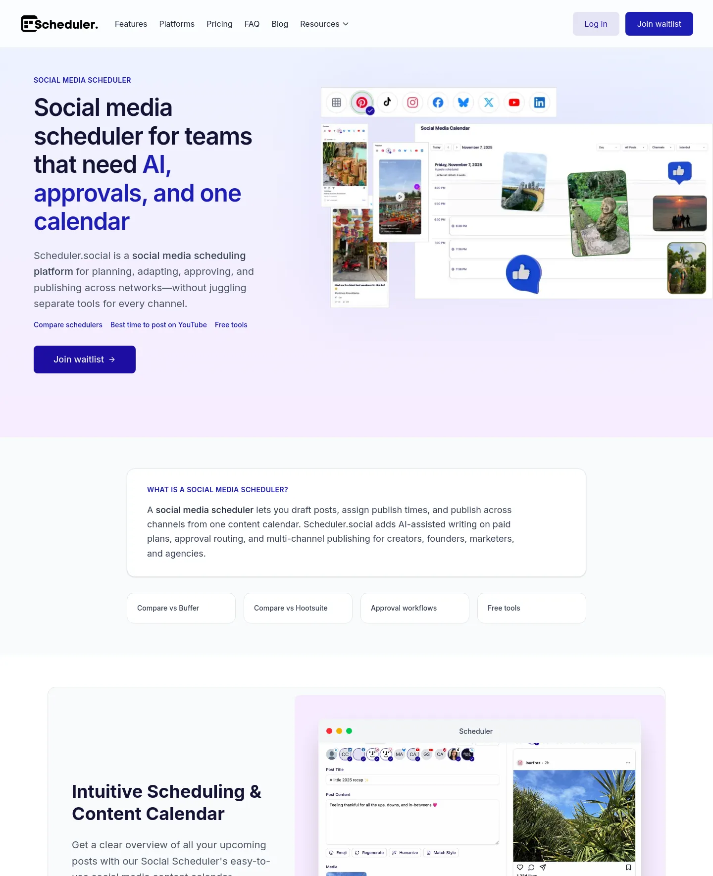 scheduler.social — a measured funnel
