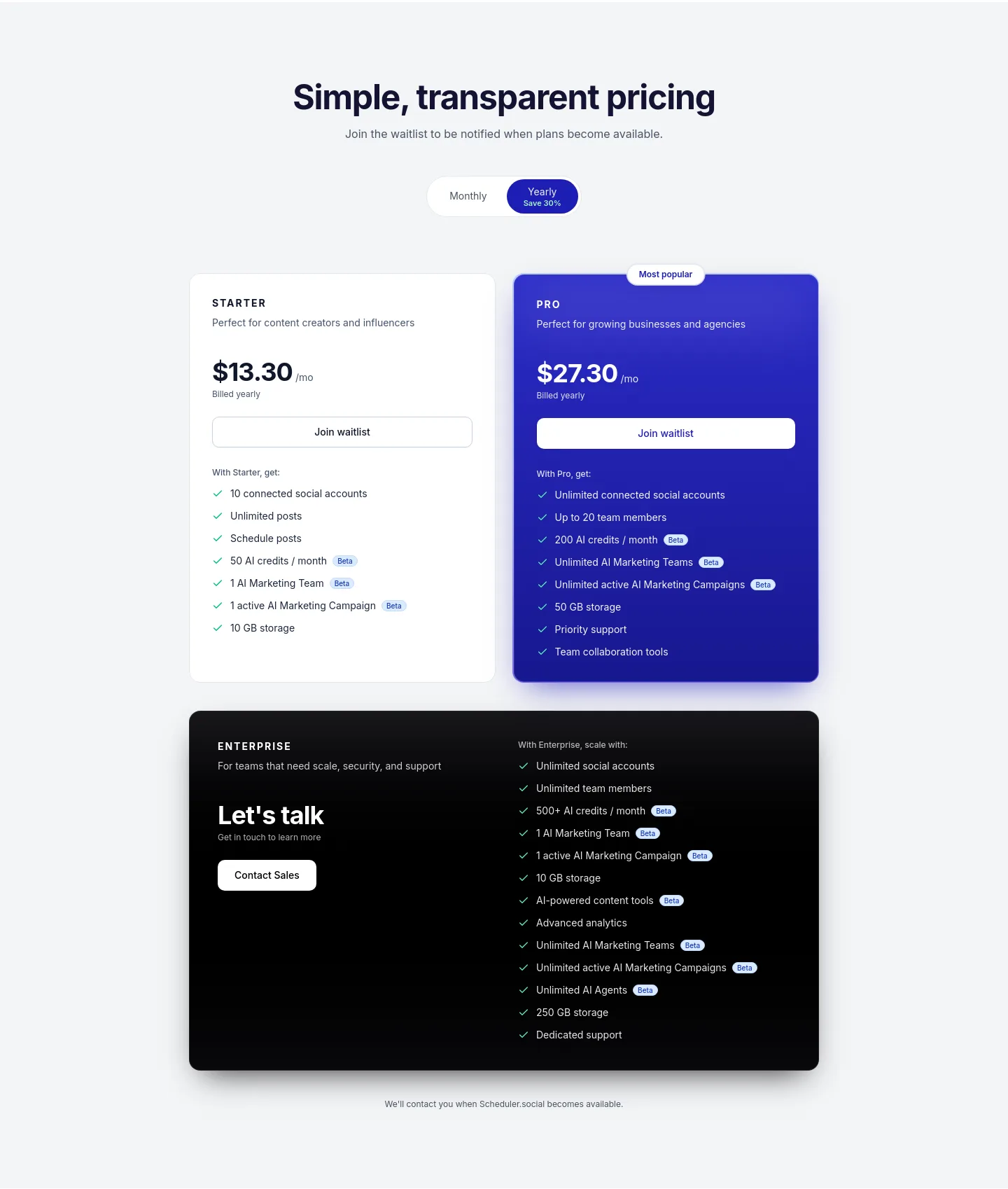scheduler.social — Pricing