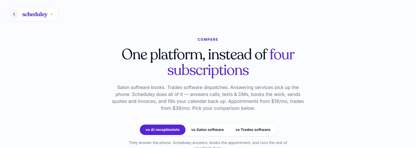 scheduley.com Hero section