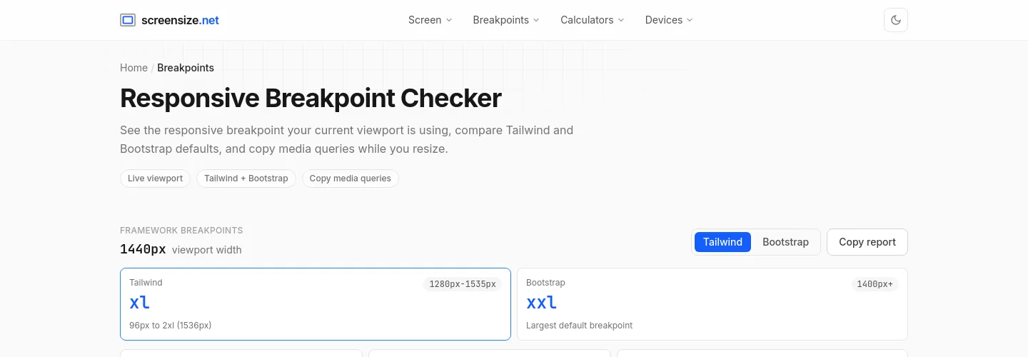 screensize.net — a measured funnel