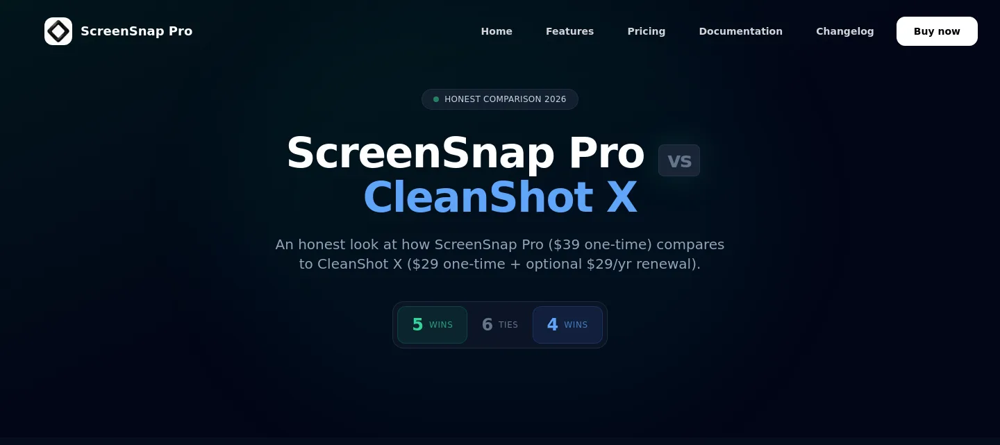 screensnap.pro — a real Hero section