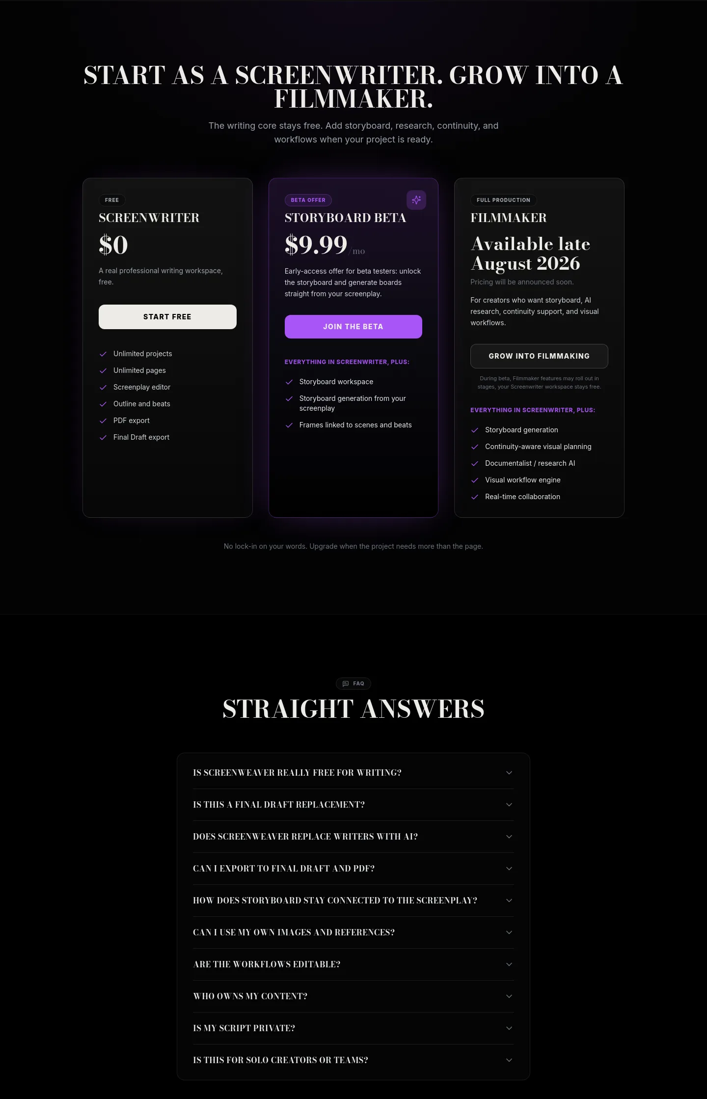 screenweaver.ai — Pricing