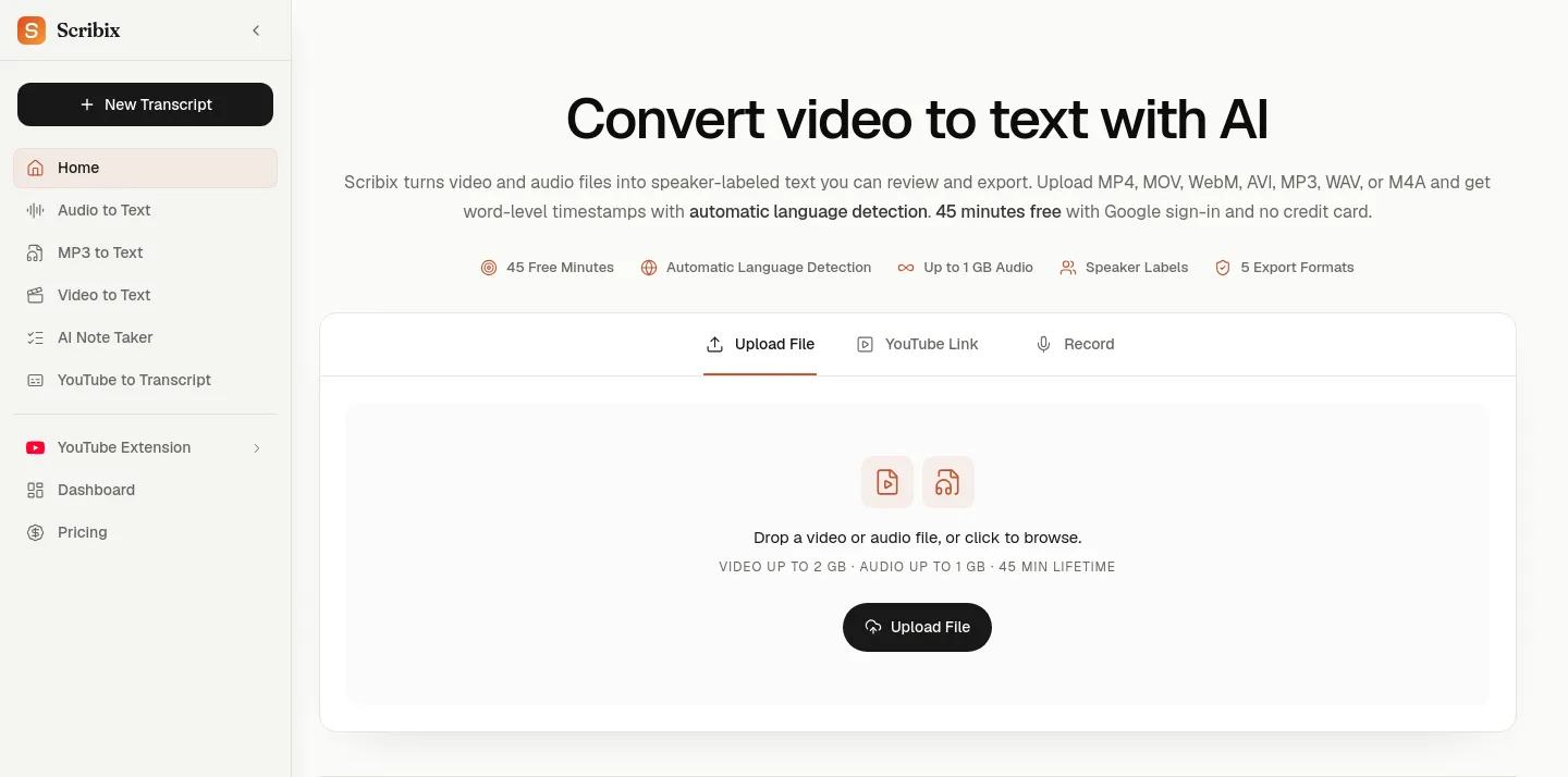 scribix.io — a real Hero section