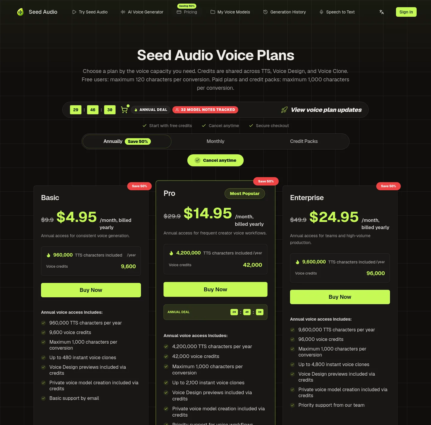seed-audio.com Hero section