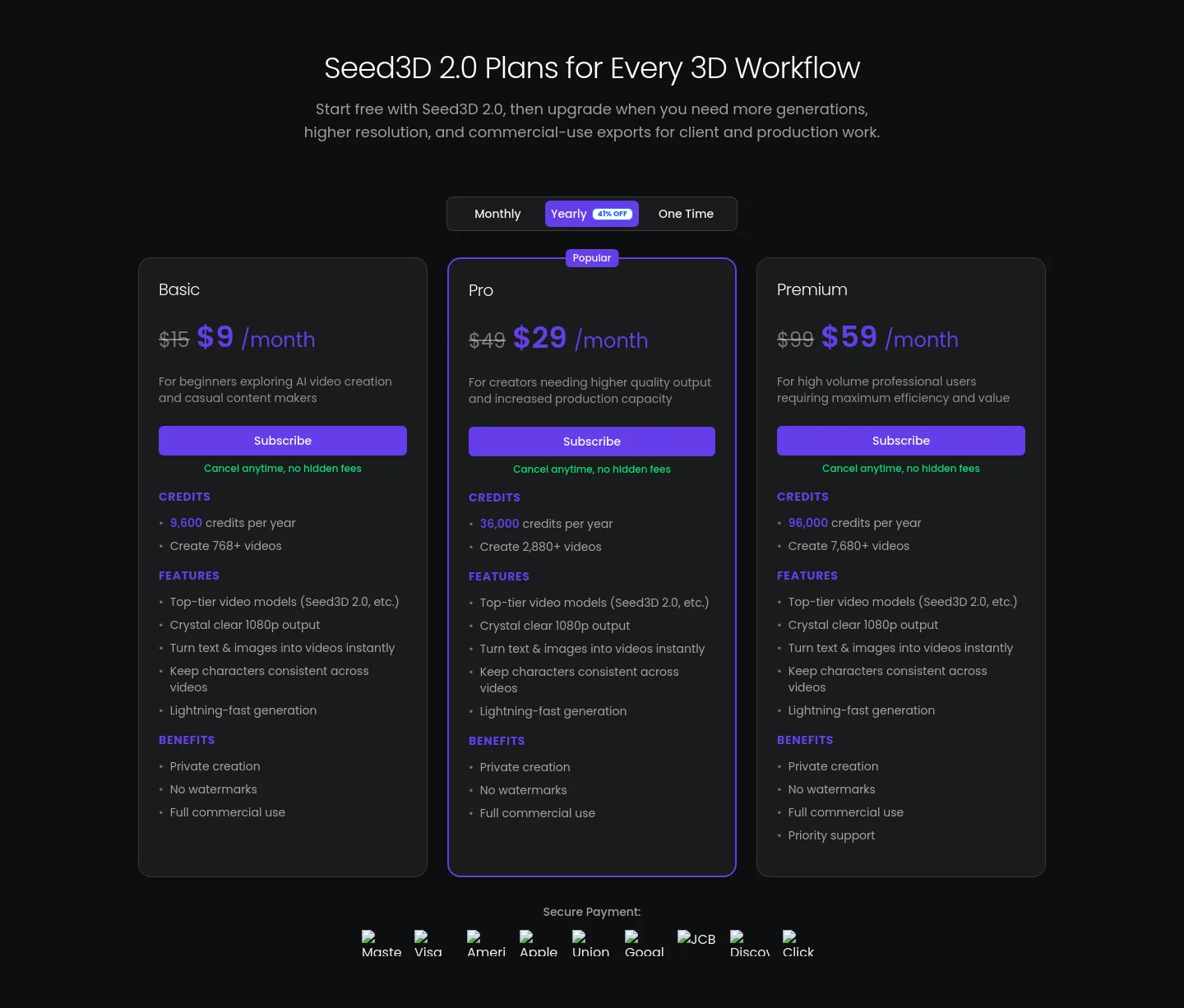 seed3d20.app — Pricing