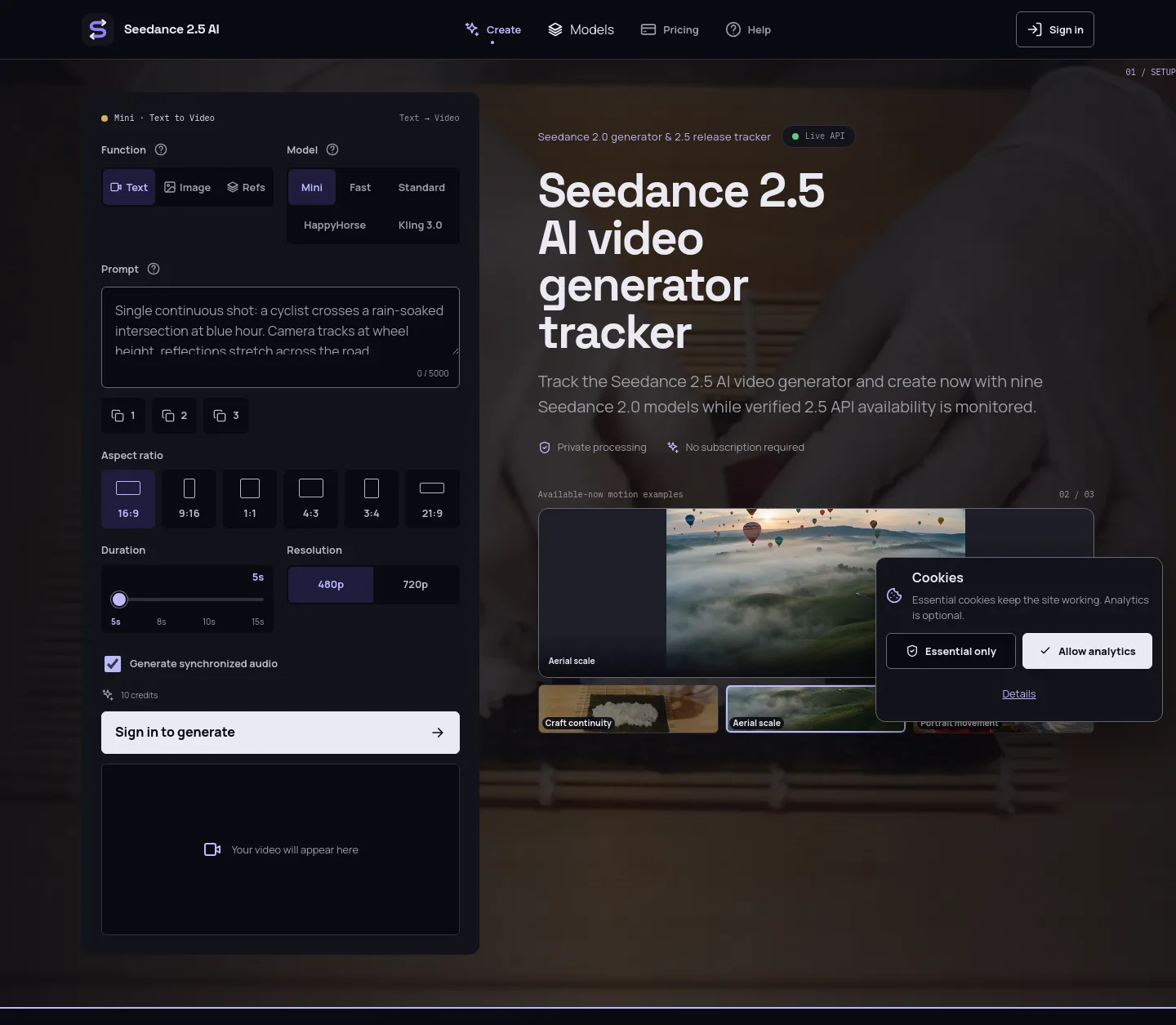 seedance2-5ai.im — a measured funnel