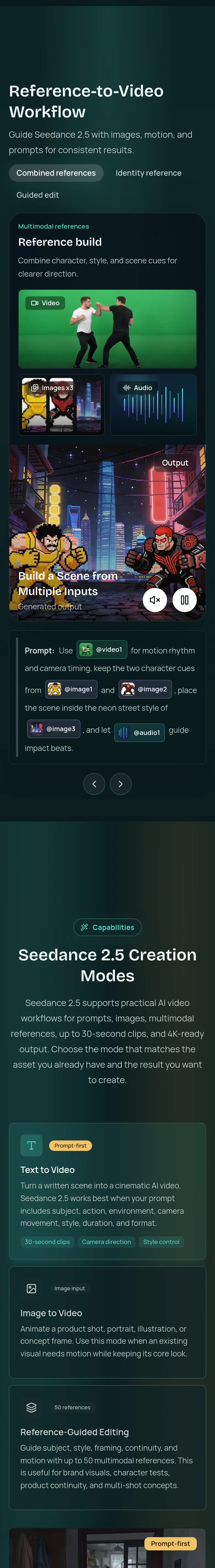 seedance2-5ai.com — a real Features section