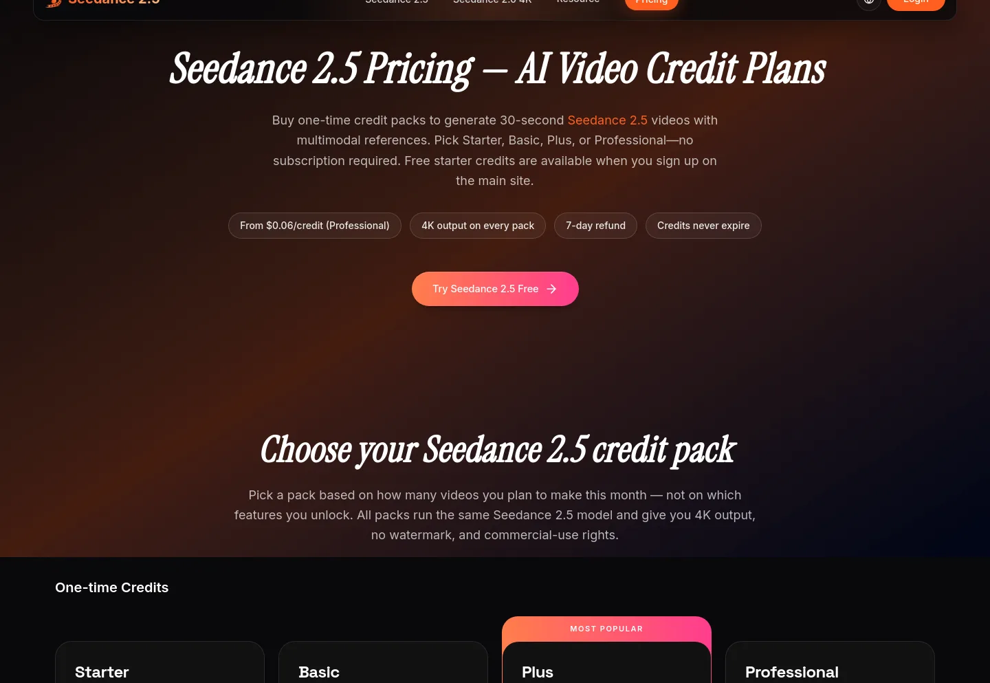 seedance25.tools — a real Hero section