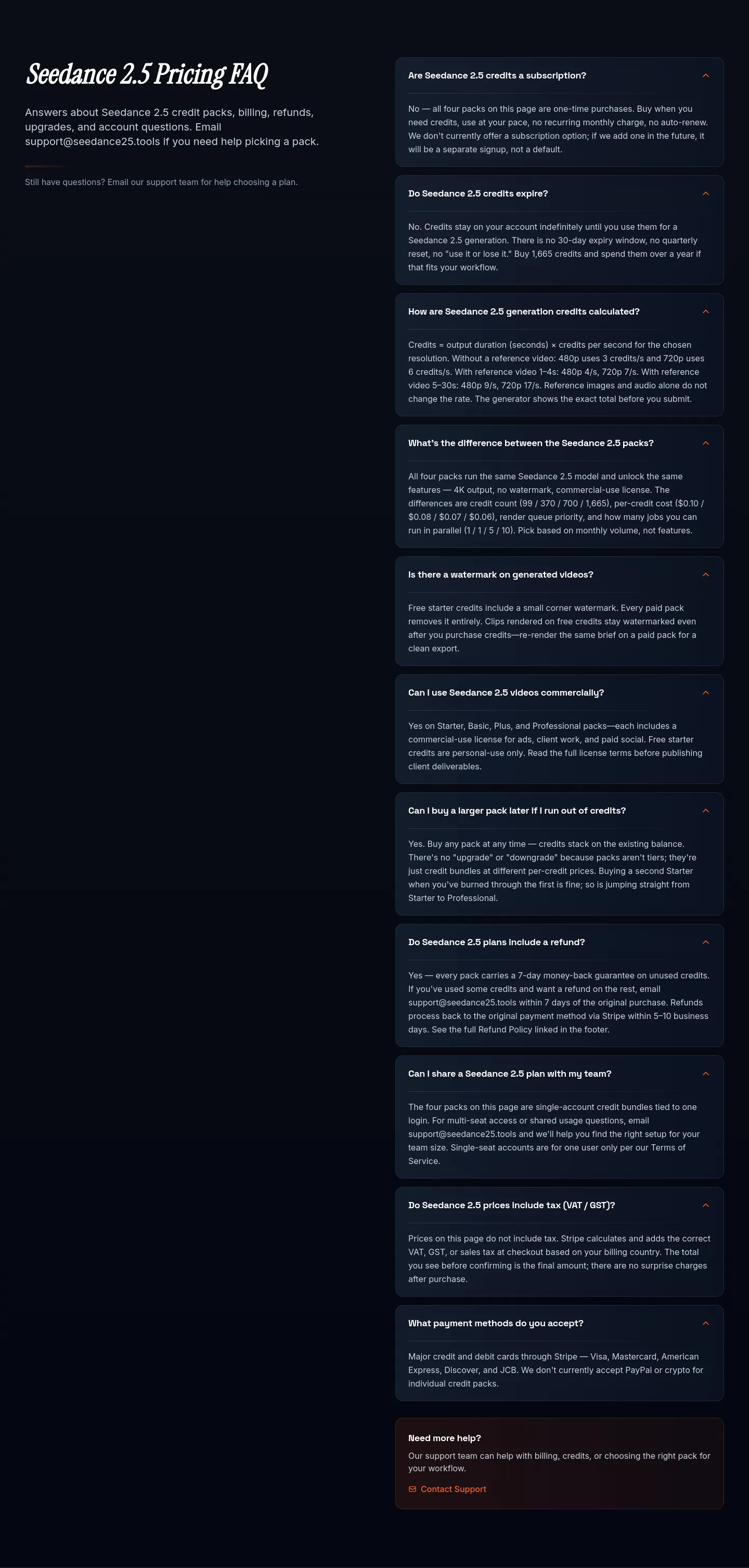 seedance25.tools FAQ section