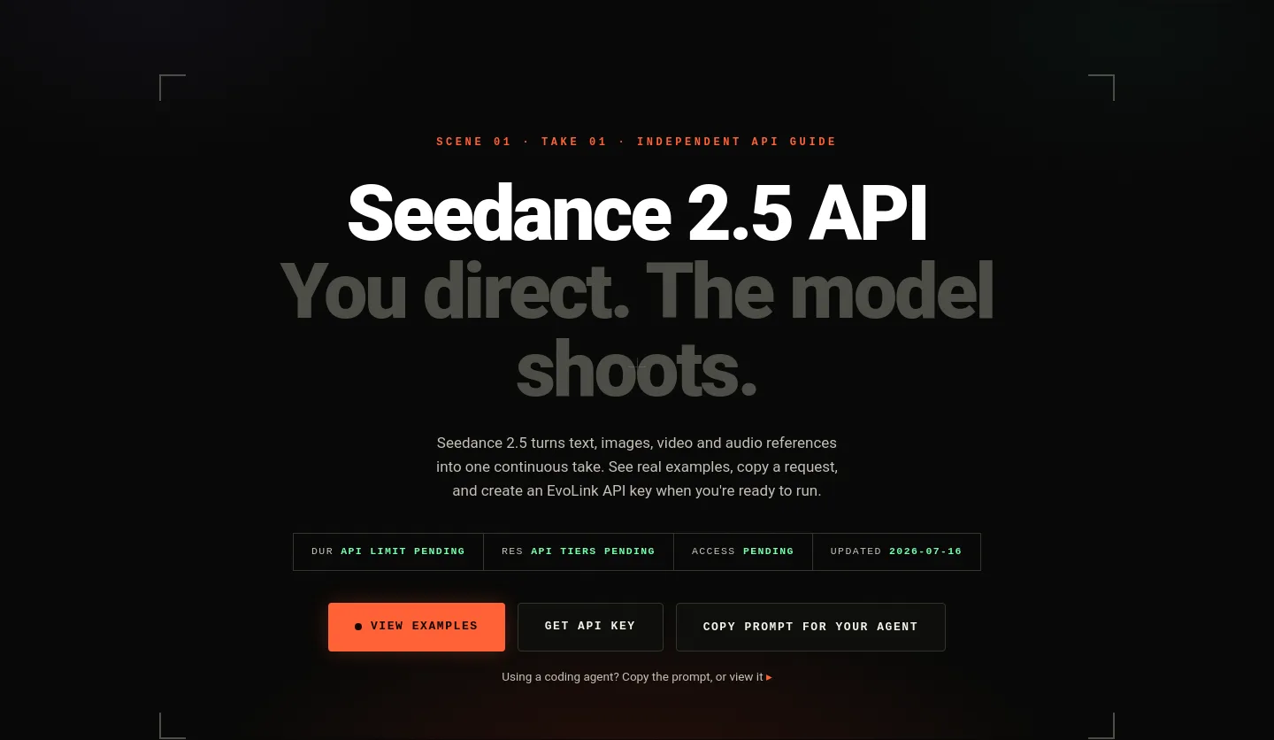 seedance25api.io Hero section