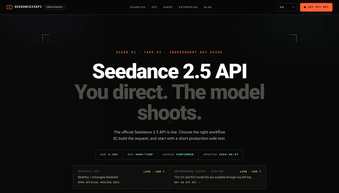 seedance25api.io — a measured funnel