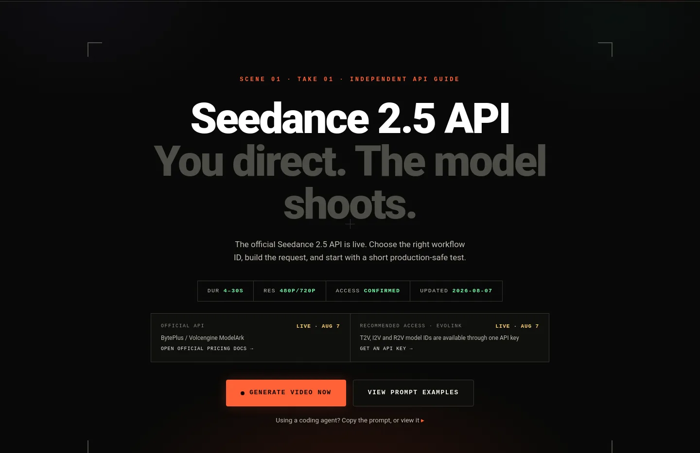 seedance25api.io Hero section