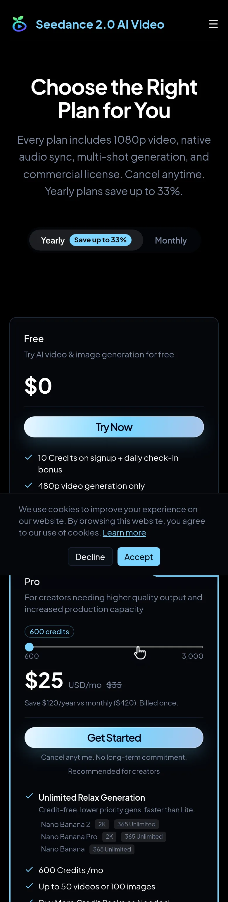 seedance2aivideo.app — Hero