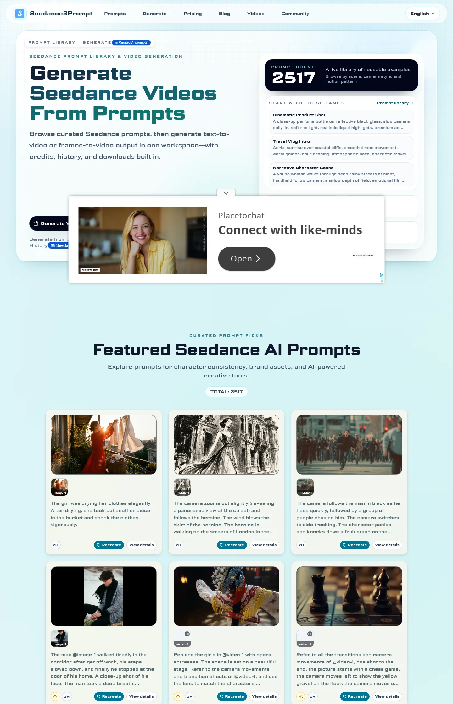 seedance2prompt.com — a measured funnel