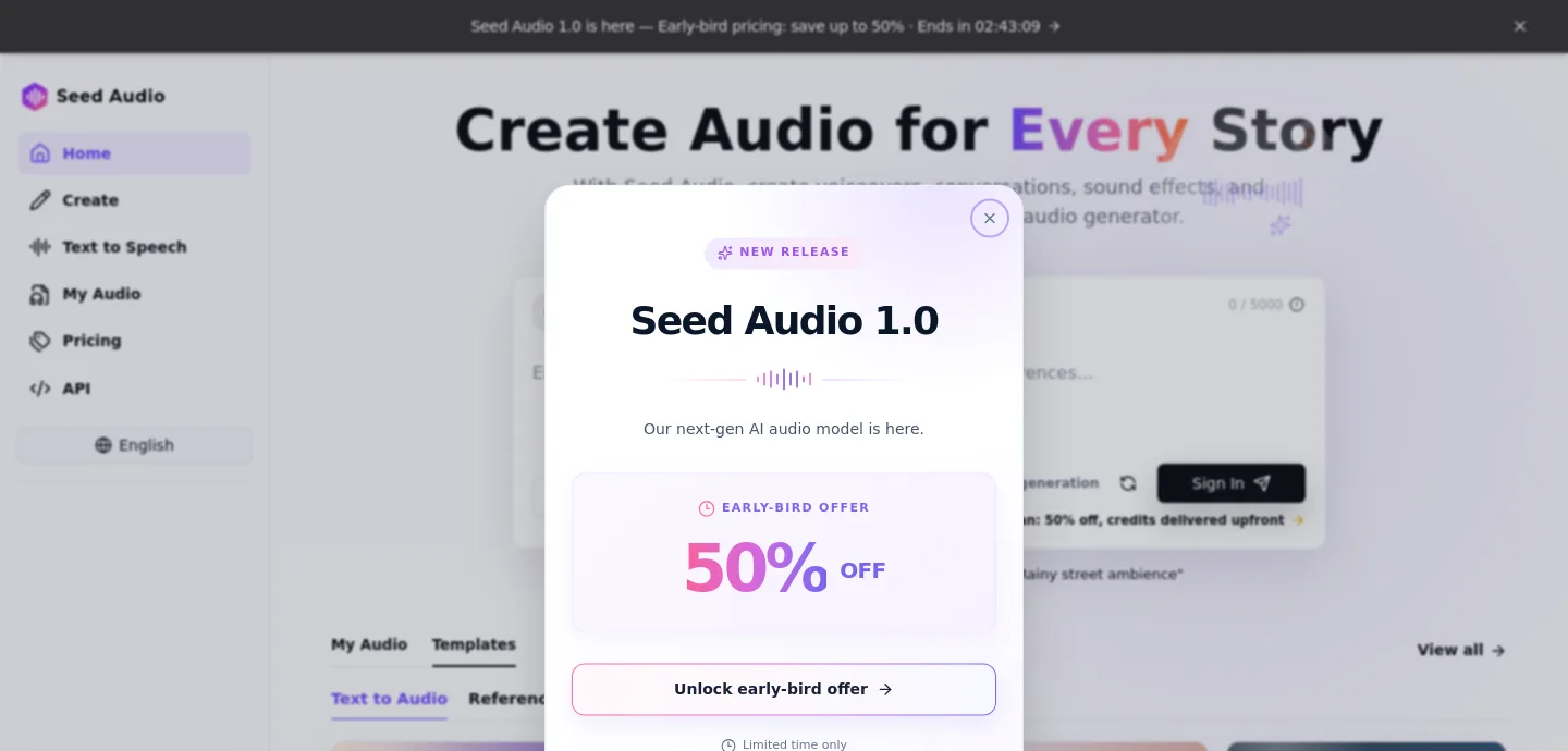 seedaudio.org — a measured funnel
