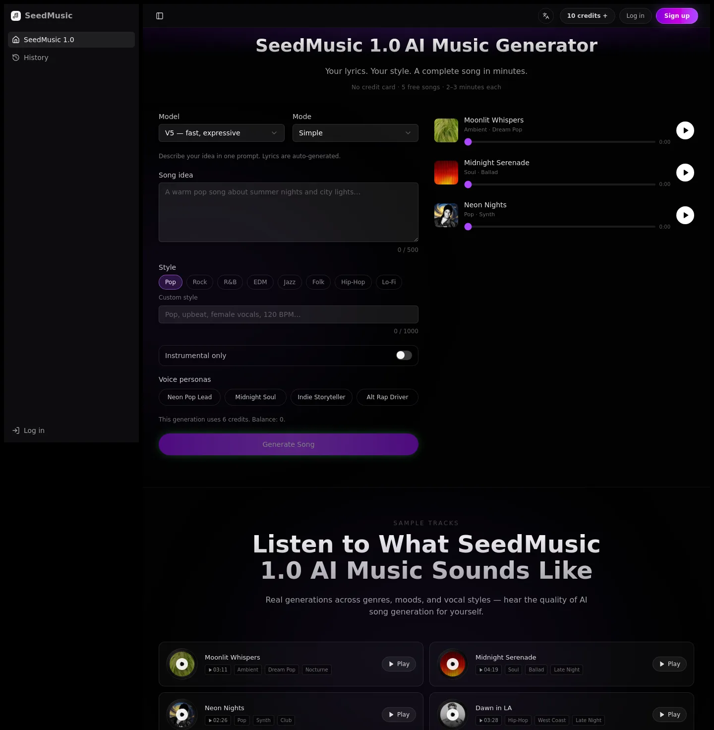 seedmusicai.org — a measured funnel