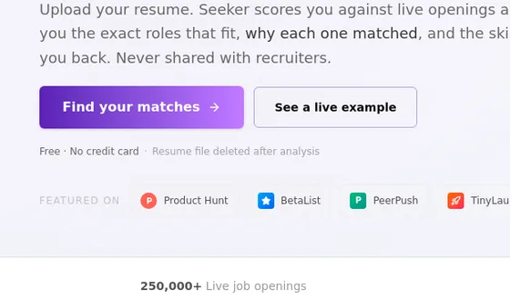 No credit card element from seekerscore.com