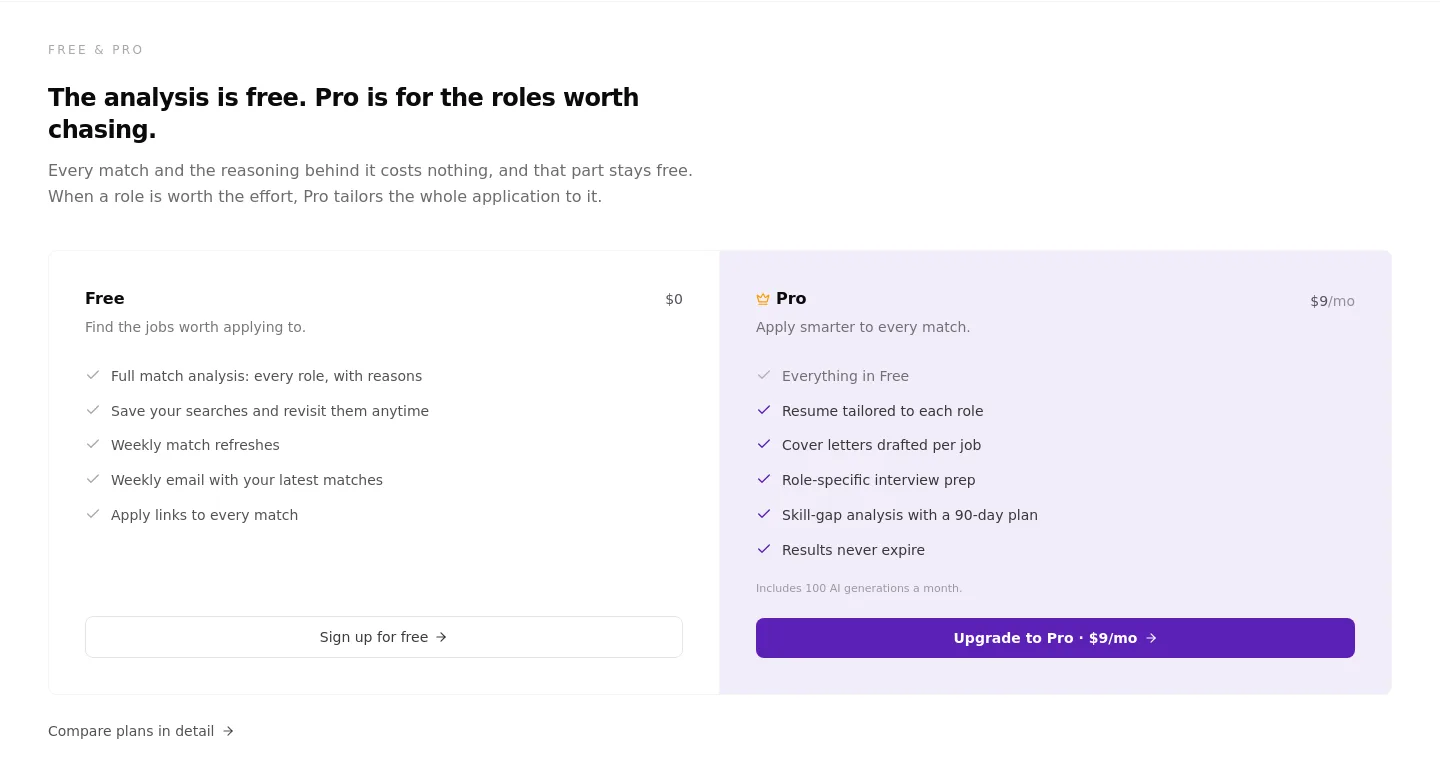 seekerscore.com — a real Pricing section