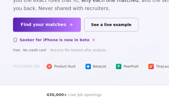 No credit card element from seekerscore.com