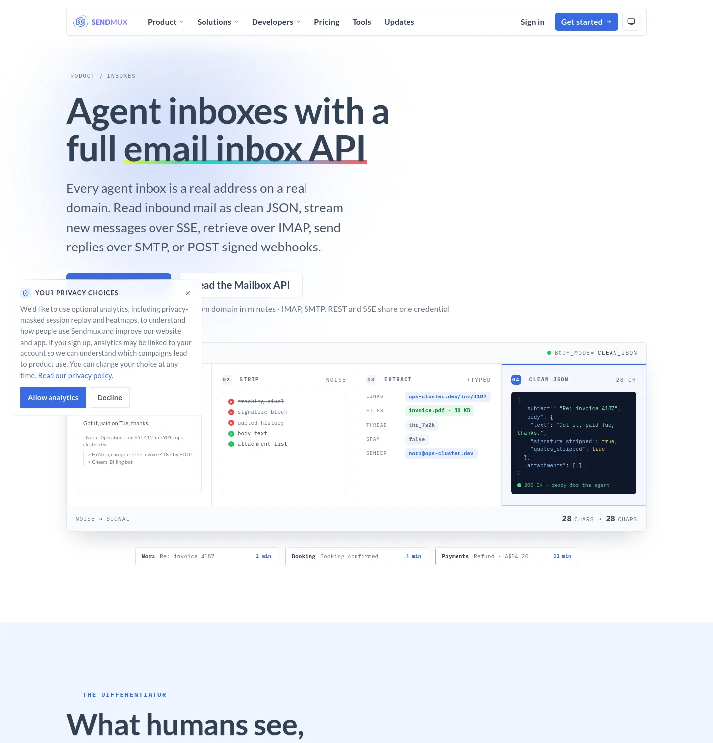 sendmux.ai Hero section