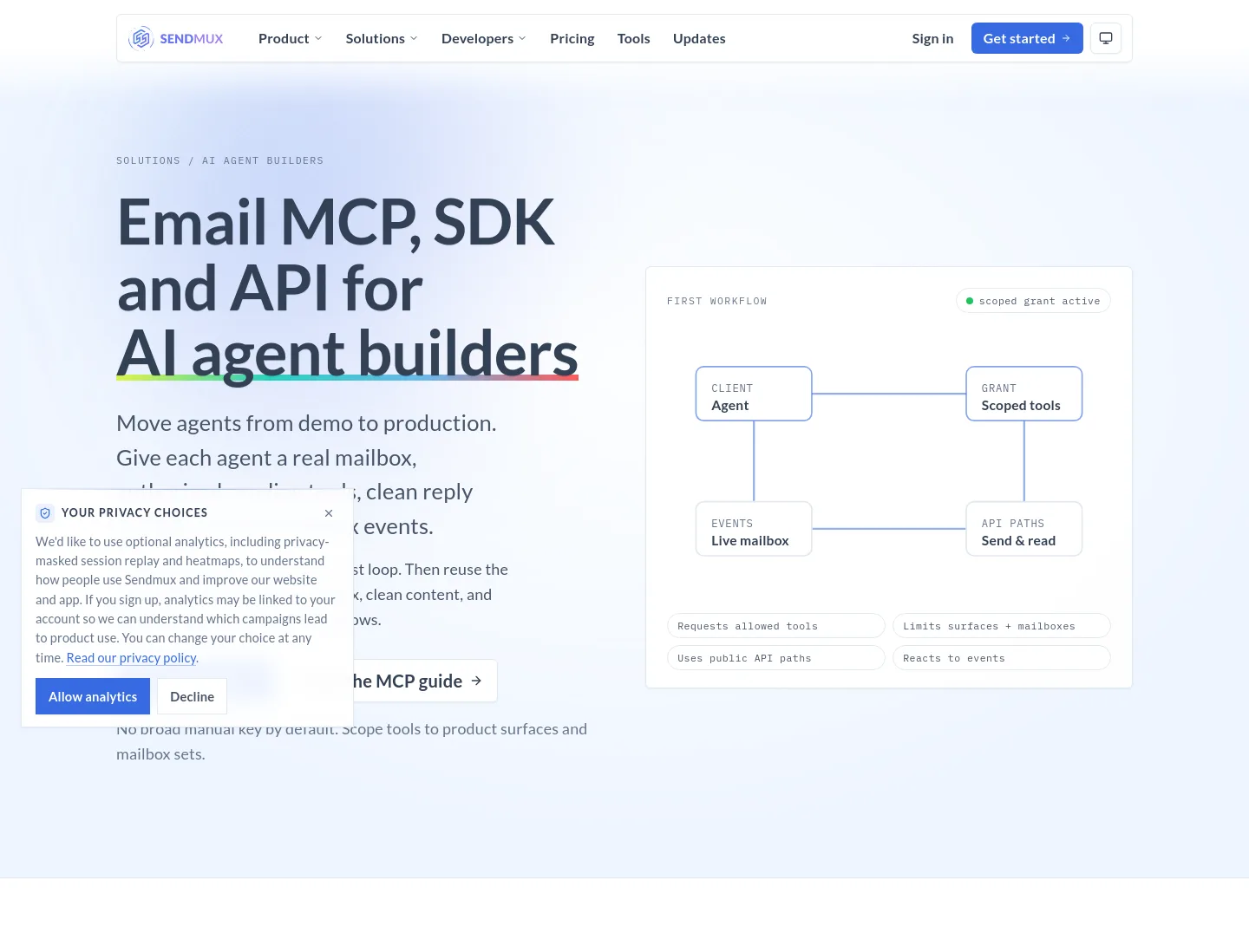 sendmux.ai Hero section