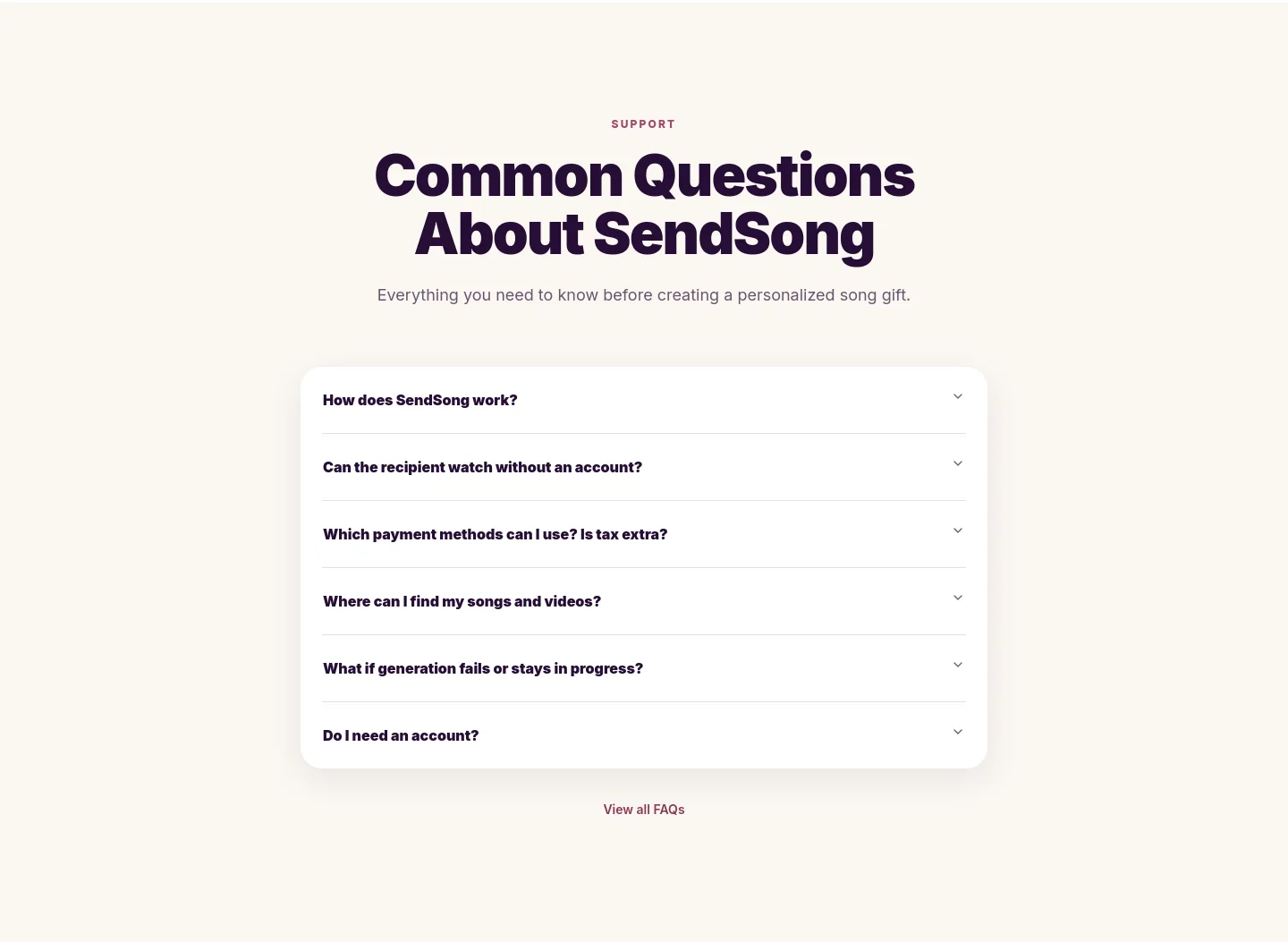 sendsong.org — FAQ
