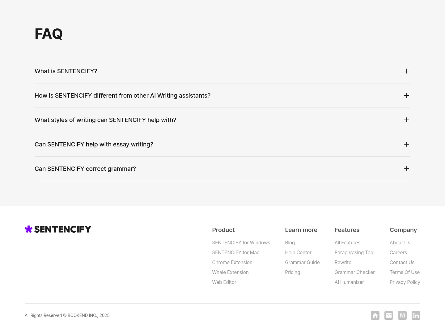 sentencify.ai FAQ section
