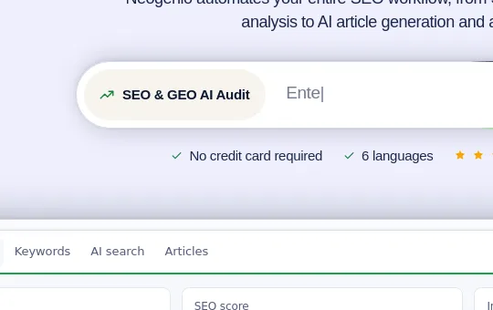 No credit card element from seo.neogenio.ai