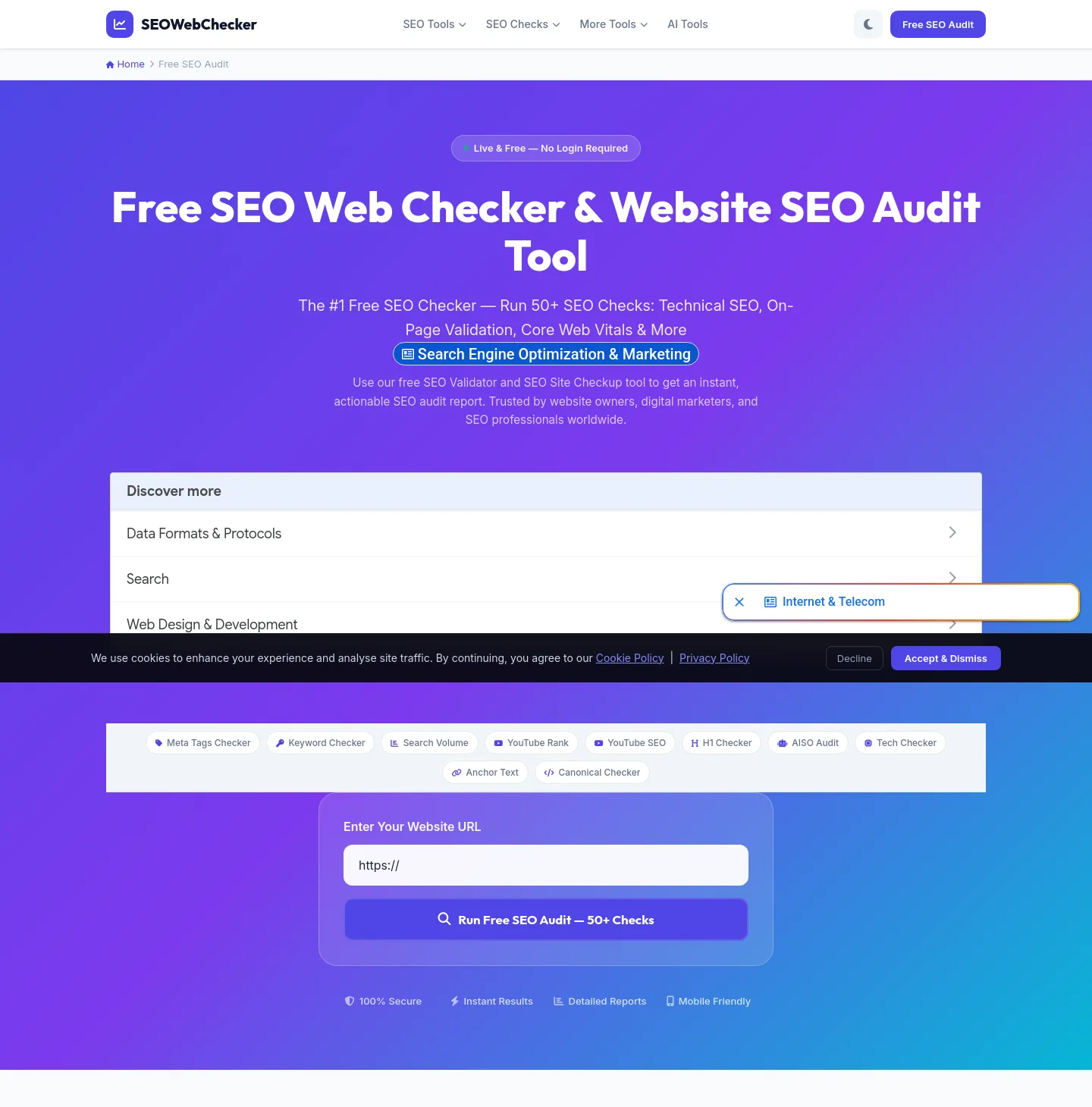 seowebchecker.com — a real The Objection-Handler page