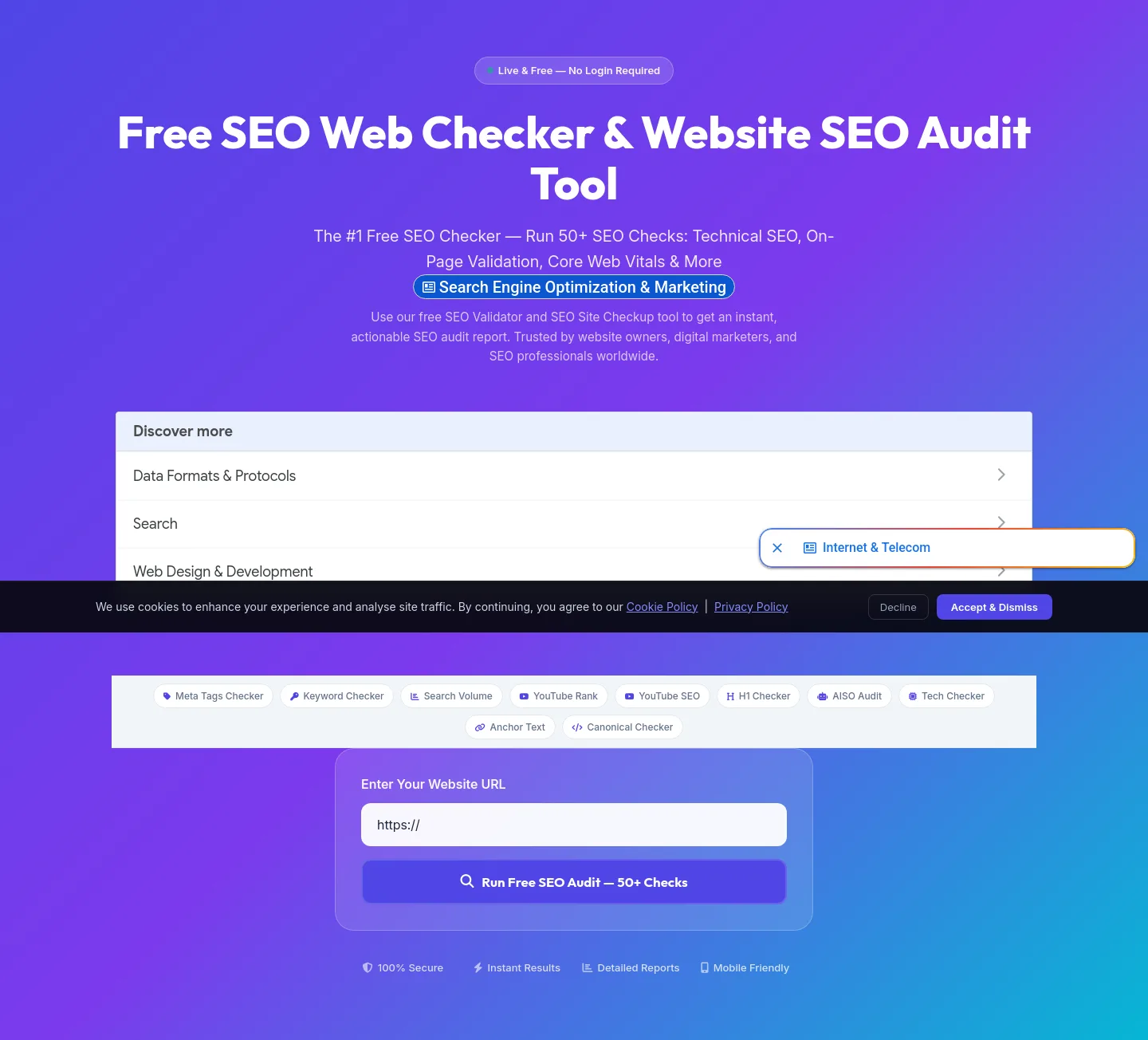 seowebchecker.com Hero section