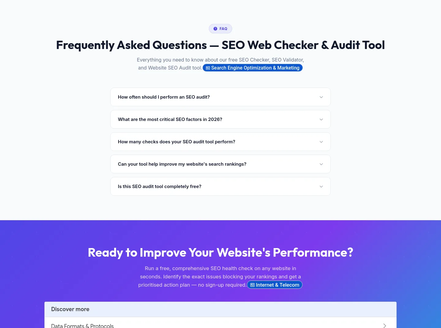 seowebchecker.com FAQ section