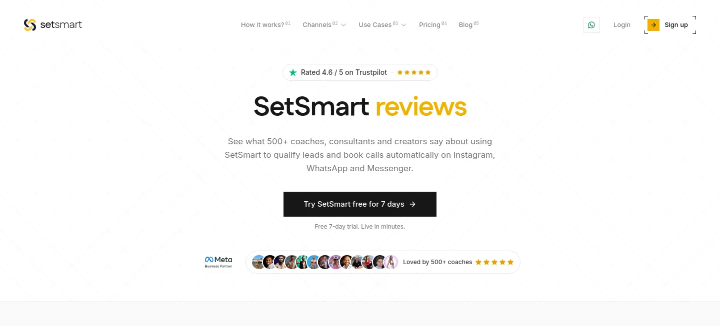 setsmart.io — a real Hero section