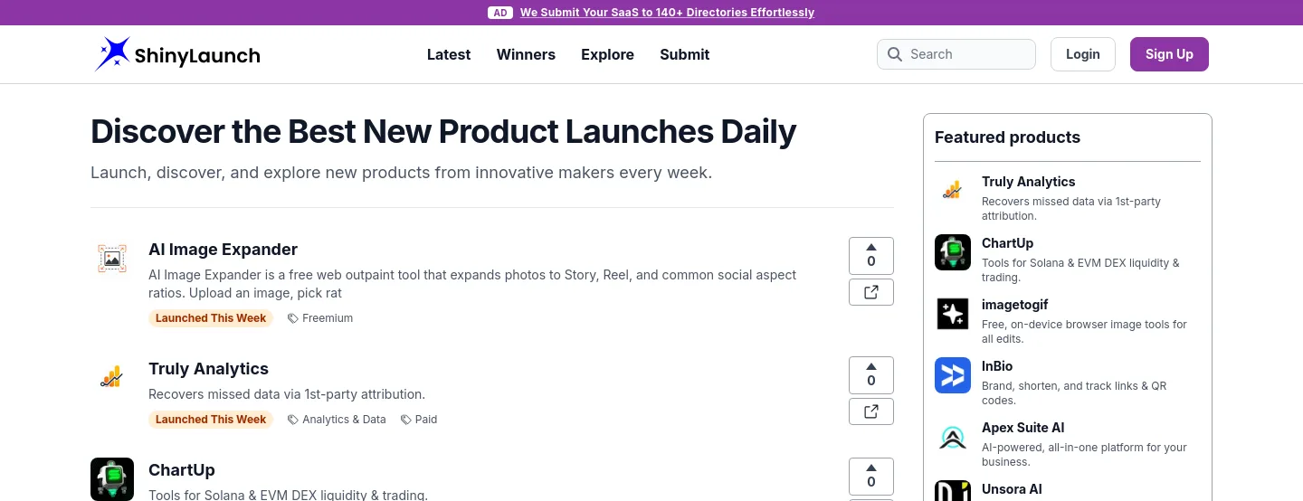 shinylaunch.com — a measured funnel