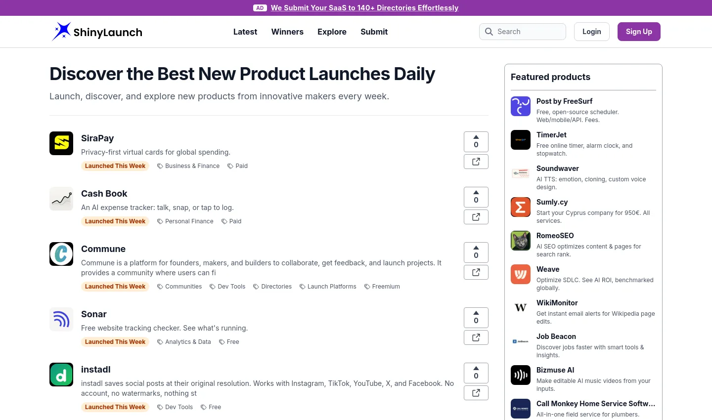 shinylaunch.com — a measured funnel