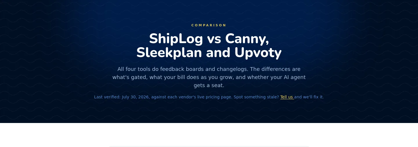 shiplog.ca Hero section