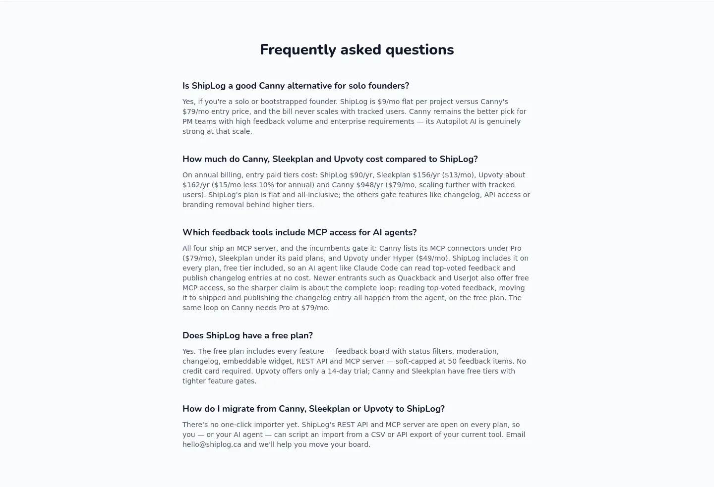 shiplog.ca — FAQ