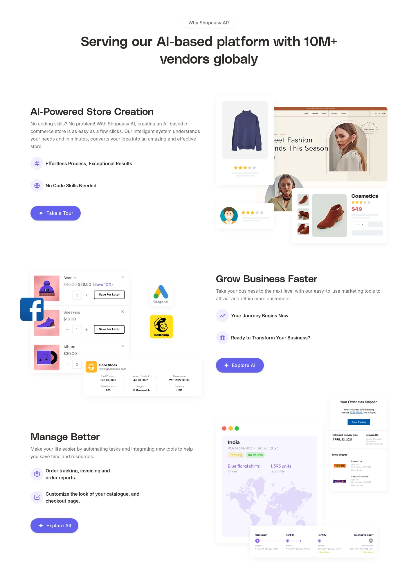 shopeasy.ai Features section