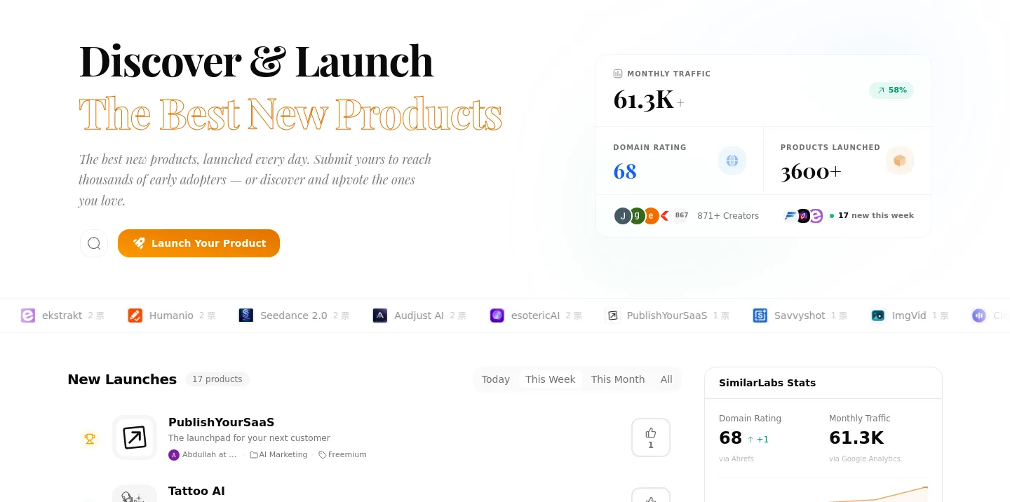 similarlabs.com Hero section