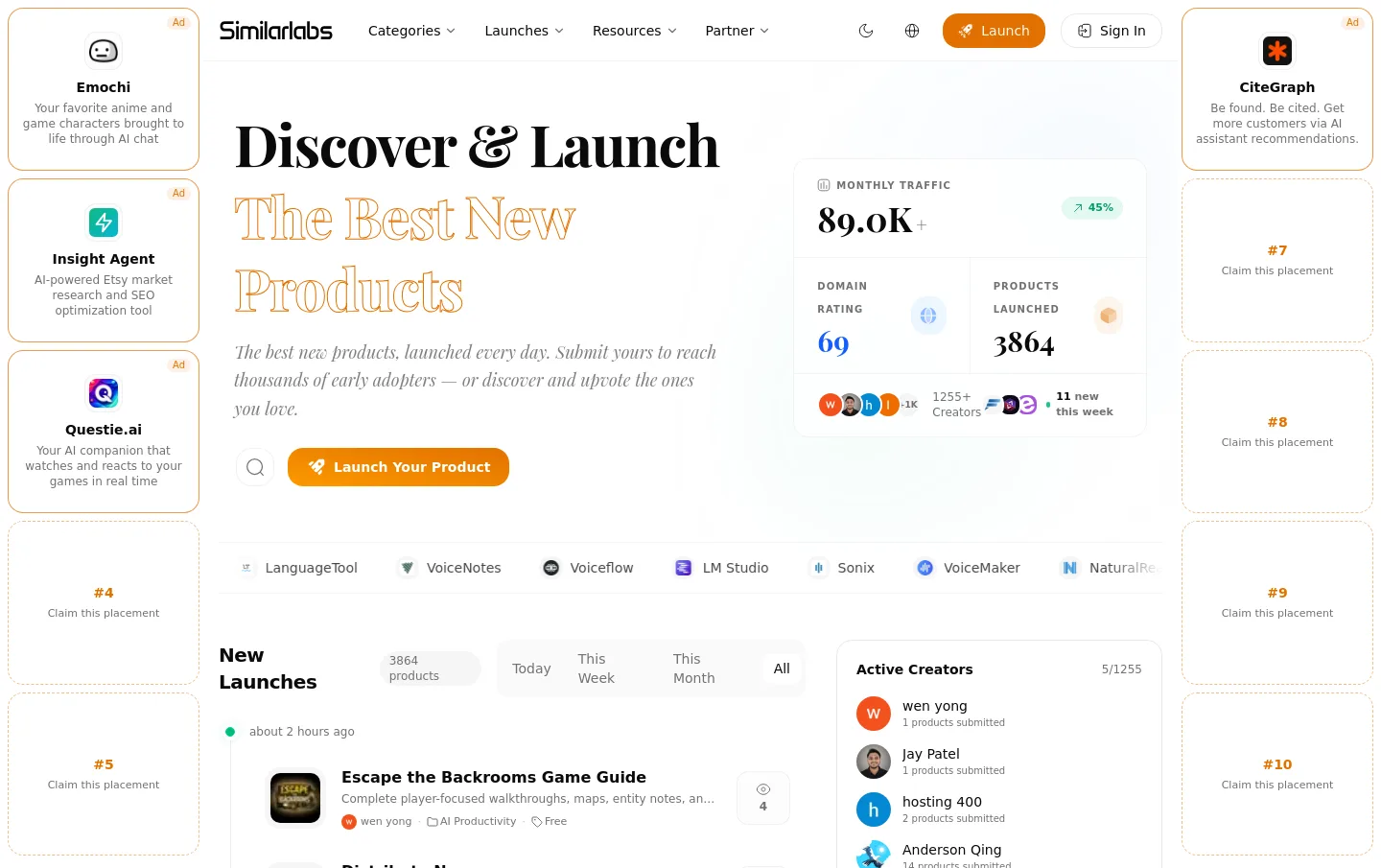 similarlabs.com — a measured funnel