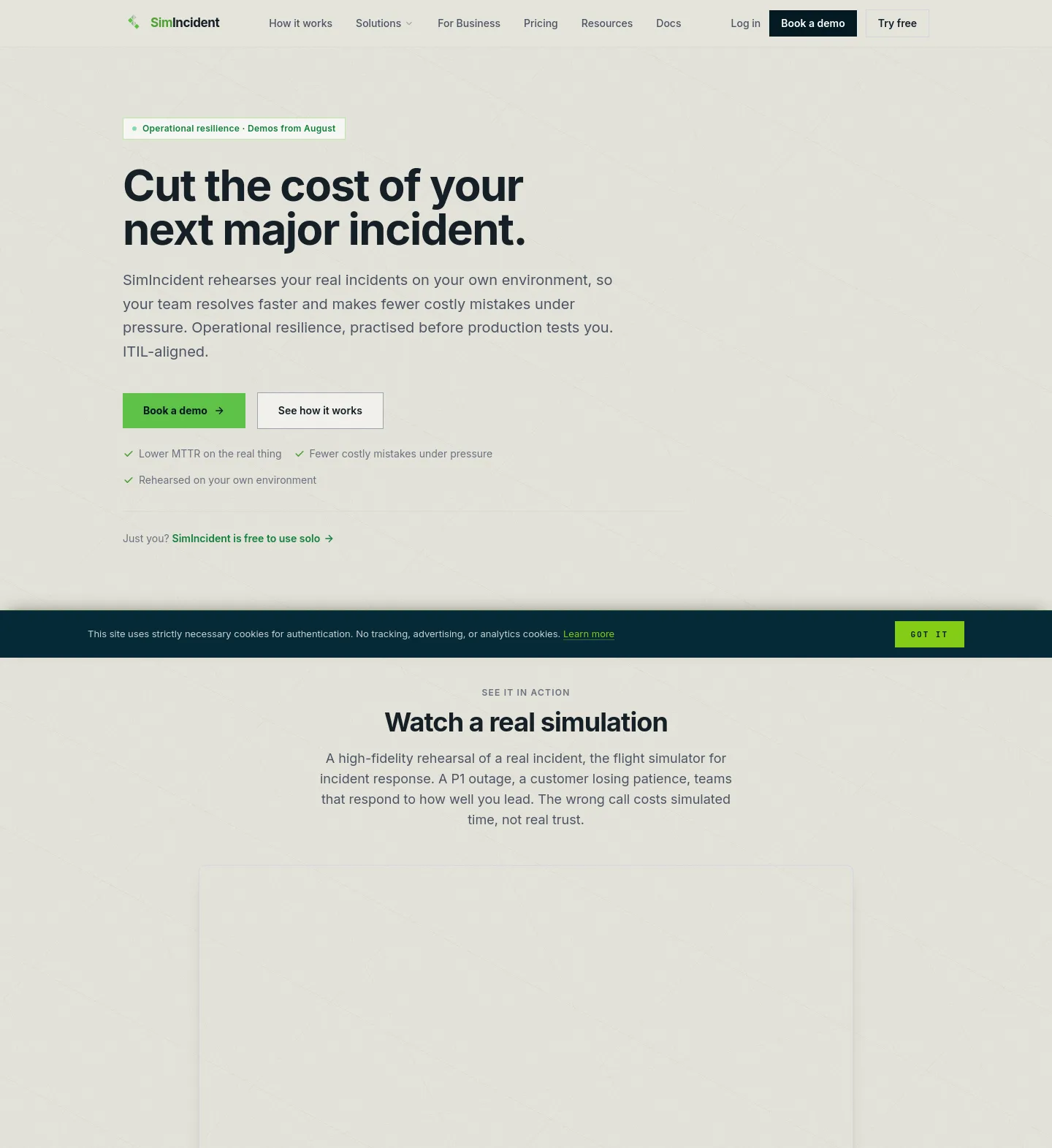 simincident.com — a measured funnel