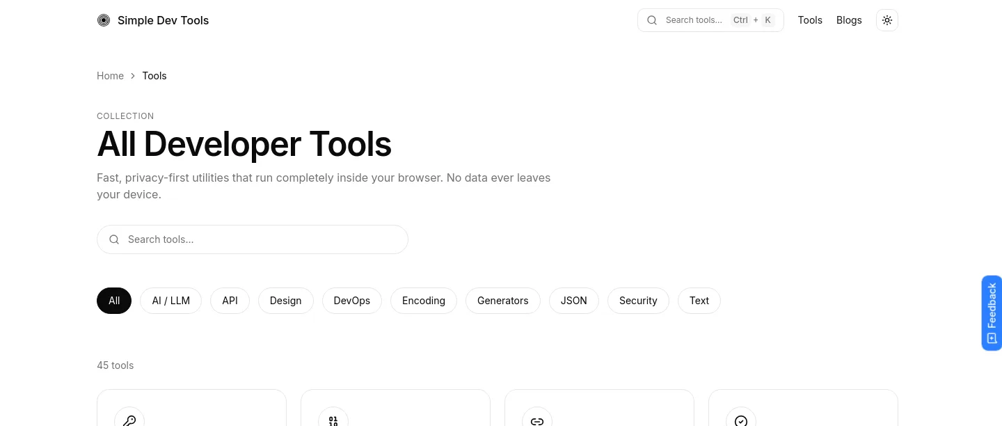 simpledevtools.org — a measured funnel