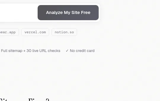 No credit card element from sitemapfixer.com