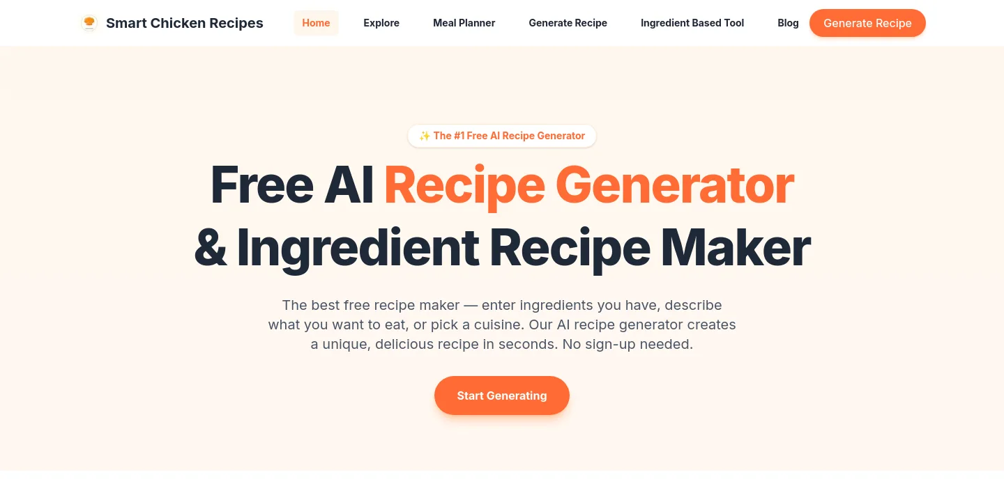 smartchickenrecipes.com — a measured funnel