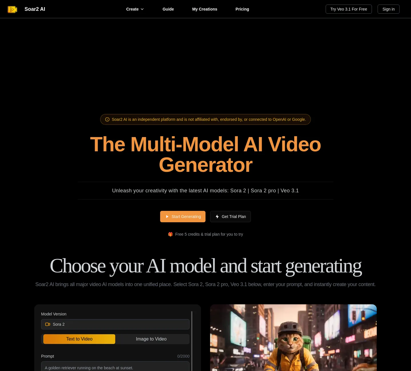 soar2ai.com — a real Hero + Logo Wall + Pricing + FAQ page