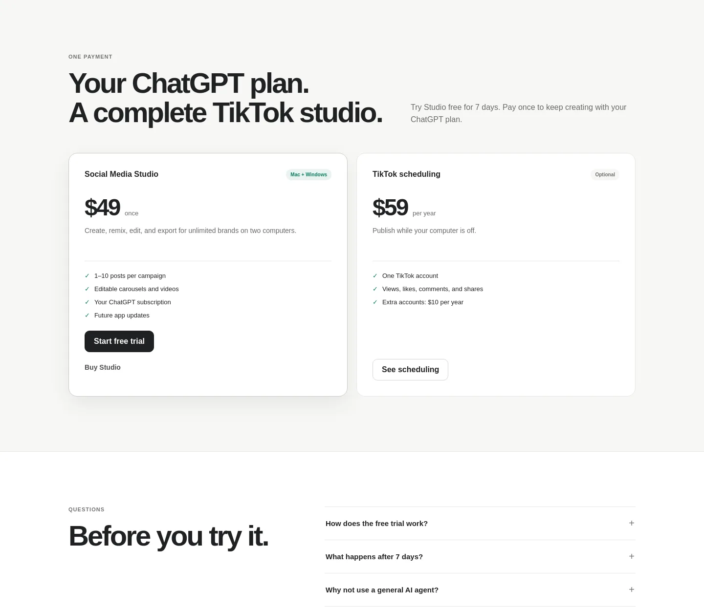 socialmediastudio.app — Pricing