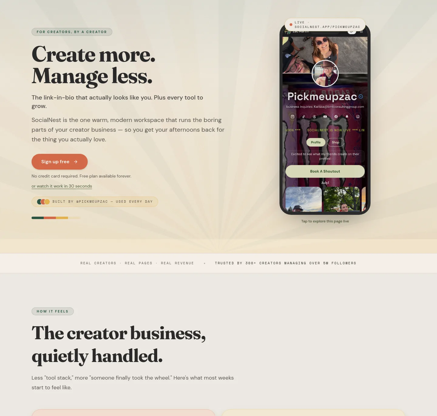 socialnest.app Hero section