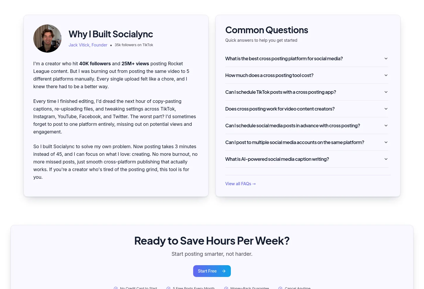 socialync.io — a real FAQ section